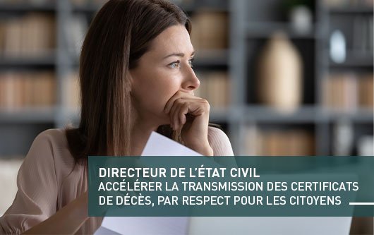 Image de couverture du rapport spécial sur le Directeur de l'état civil illustrant une femme pensive.